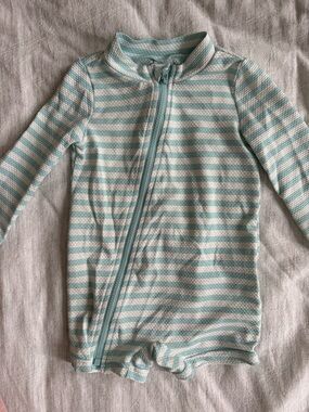 Carter's Striped Aqua and White One-Piece Swimsuit